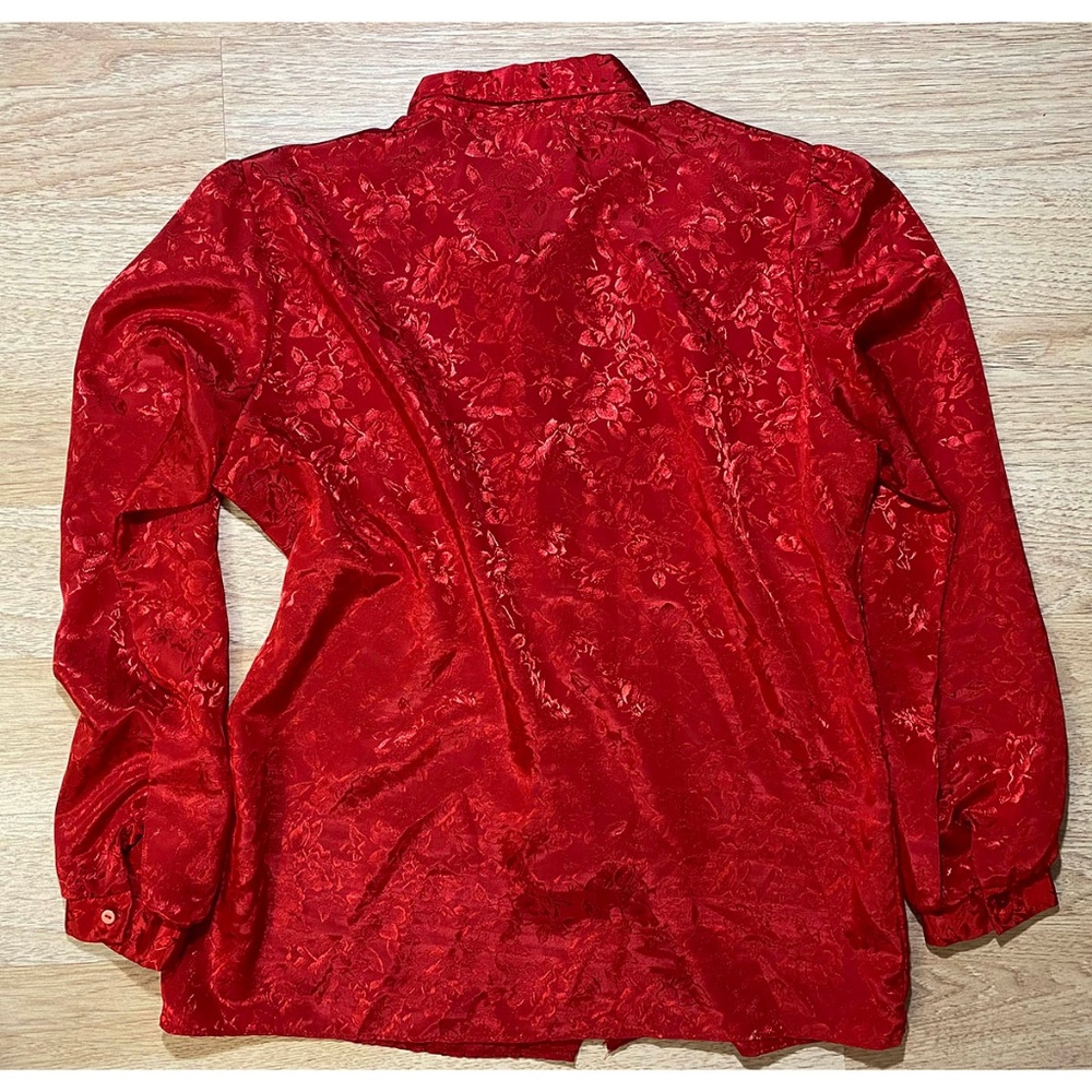 Vintage Satin Brocade Button down elegant blouse - Picture 6 of 7